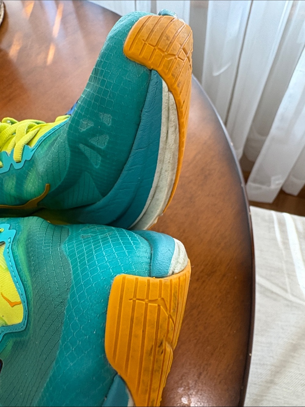Hoka Women’s Teal & Lime Performance Running Sneakers - Picture 6 of 13